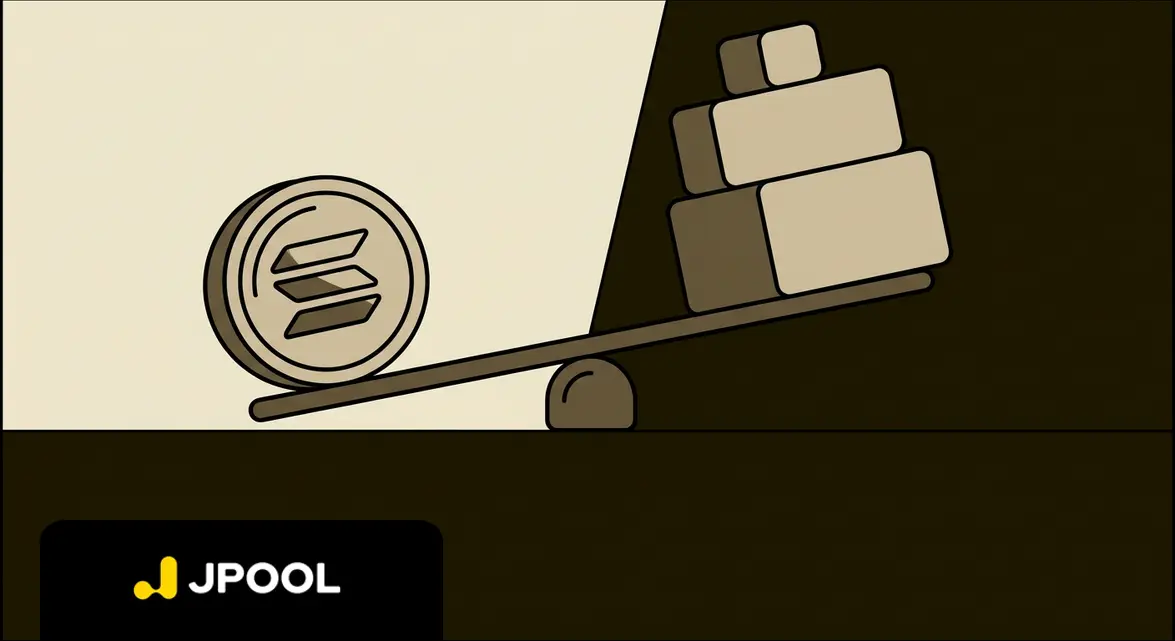 Minimalist illustration of a single Solana coin on a lever lifting a massive block, illustrating the quorum trap in DeFi governance.