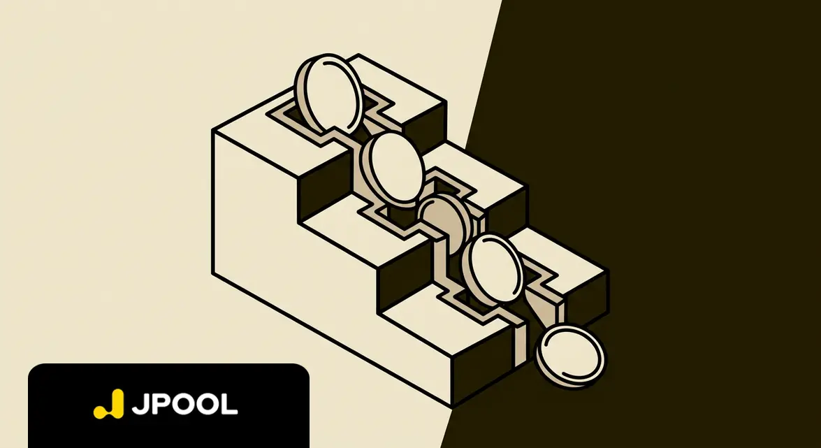 Flat 2D vector illustration of a three-tiered geometric cascade structure channeling tokens across prioritized stepped platforms.
