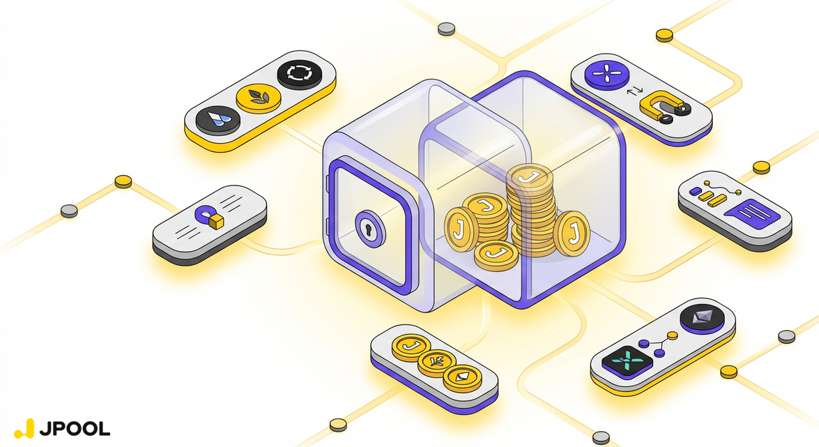 Illustration explaining the concept of tokens being locked in DeFi protocols.