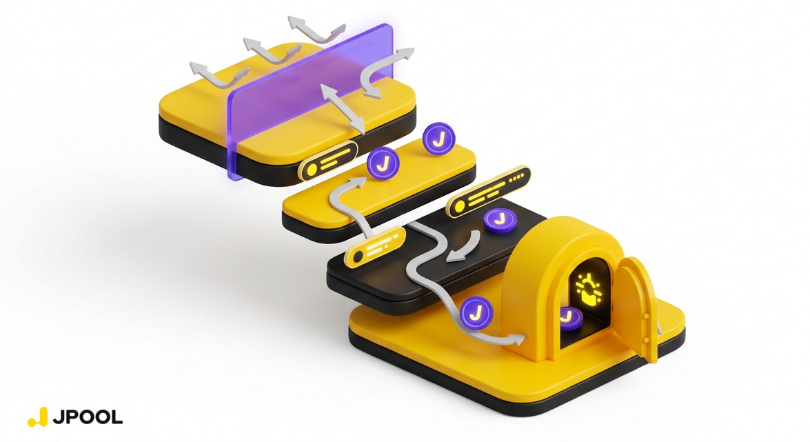 Visualizes the concept of the frontend acting as a gatekeeper while the underlying protocol remains open.