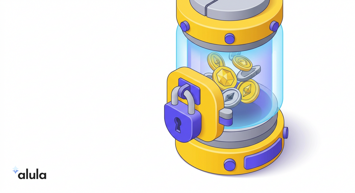 Visualizing the 'Bad Debt Freeze' concept where assets are securely locked during high stress.